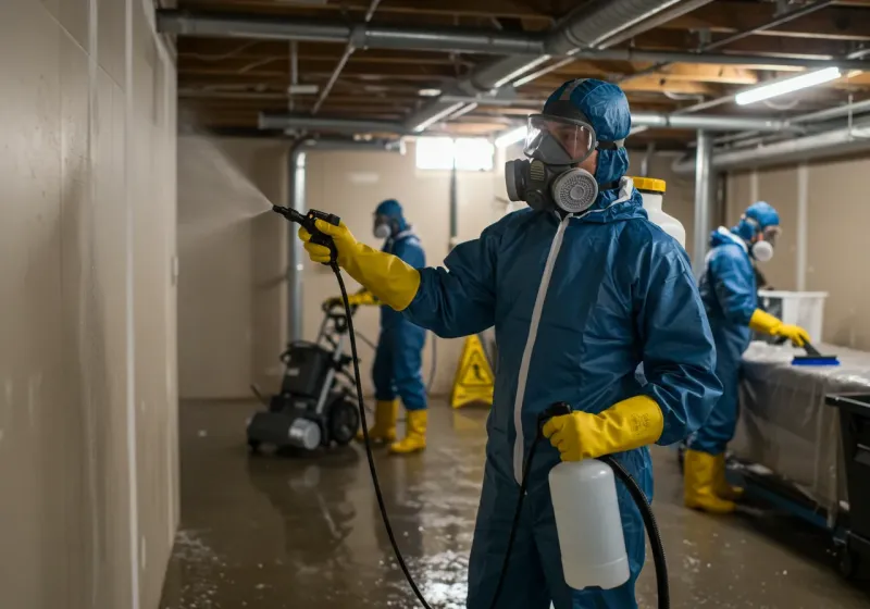Basement Sanitization and Antimicrobial Treatment process in Larch Way, WA
