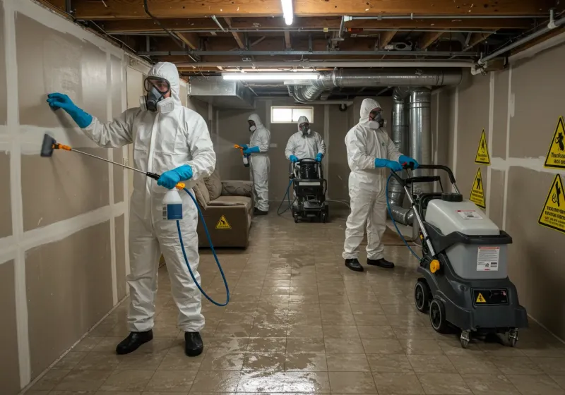 Basement Moisture Removal and Structural Drying process in Larch Way, WA